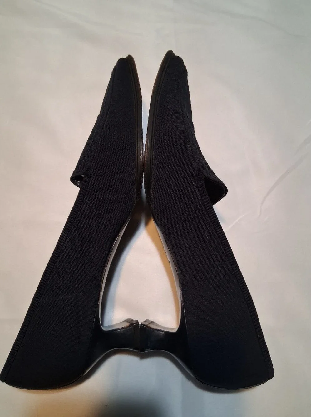Stuart Weitzman , Black Fabric Kitten Heel Loafers Designer Comfort
